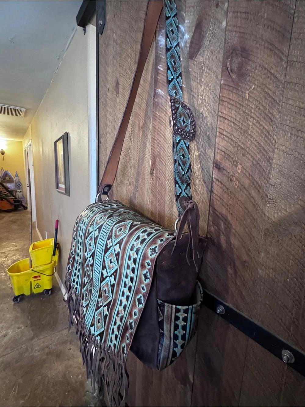 Running roan large leather western diaper bag